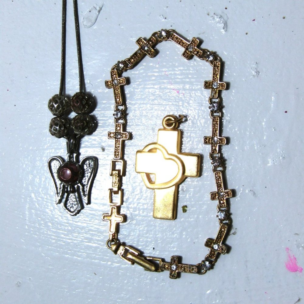 Lot #20 Religious 925 Silver Angel Cross Avon HBA 1997 Cross Avon Bracelet 3 Pcs